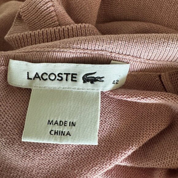 Lacoste silk/cotton blend collared PINK preppy shift dress size 42 - Picture 9 of 12
